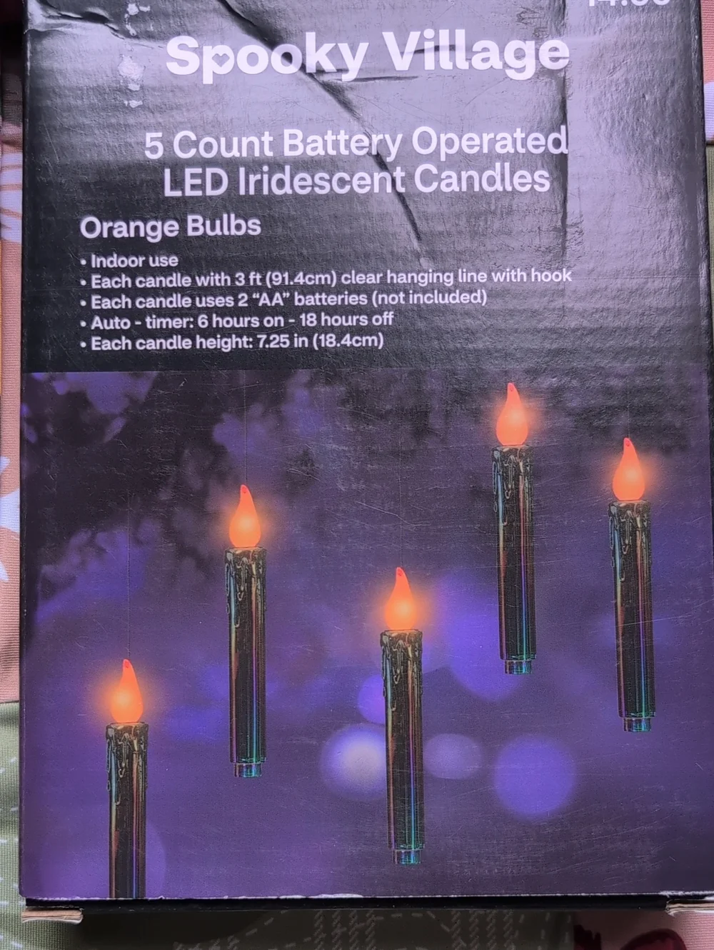 Orange LED Iridescent Battery-Operated Candle Set (5 Count)
